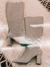 Silver Rhinestone Pointy Zip Mid-Calf Cowgirl Boots